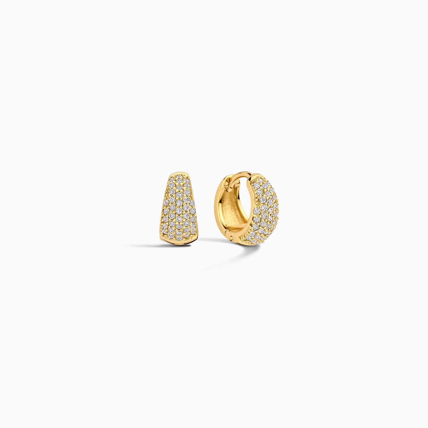 GOLD-COLOURED EARRINGS WITH SPARKLING ZIRCONIA