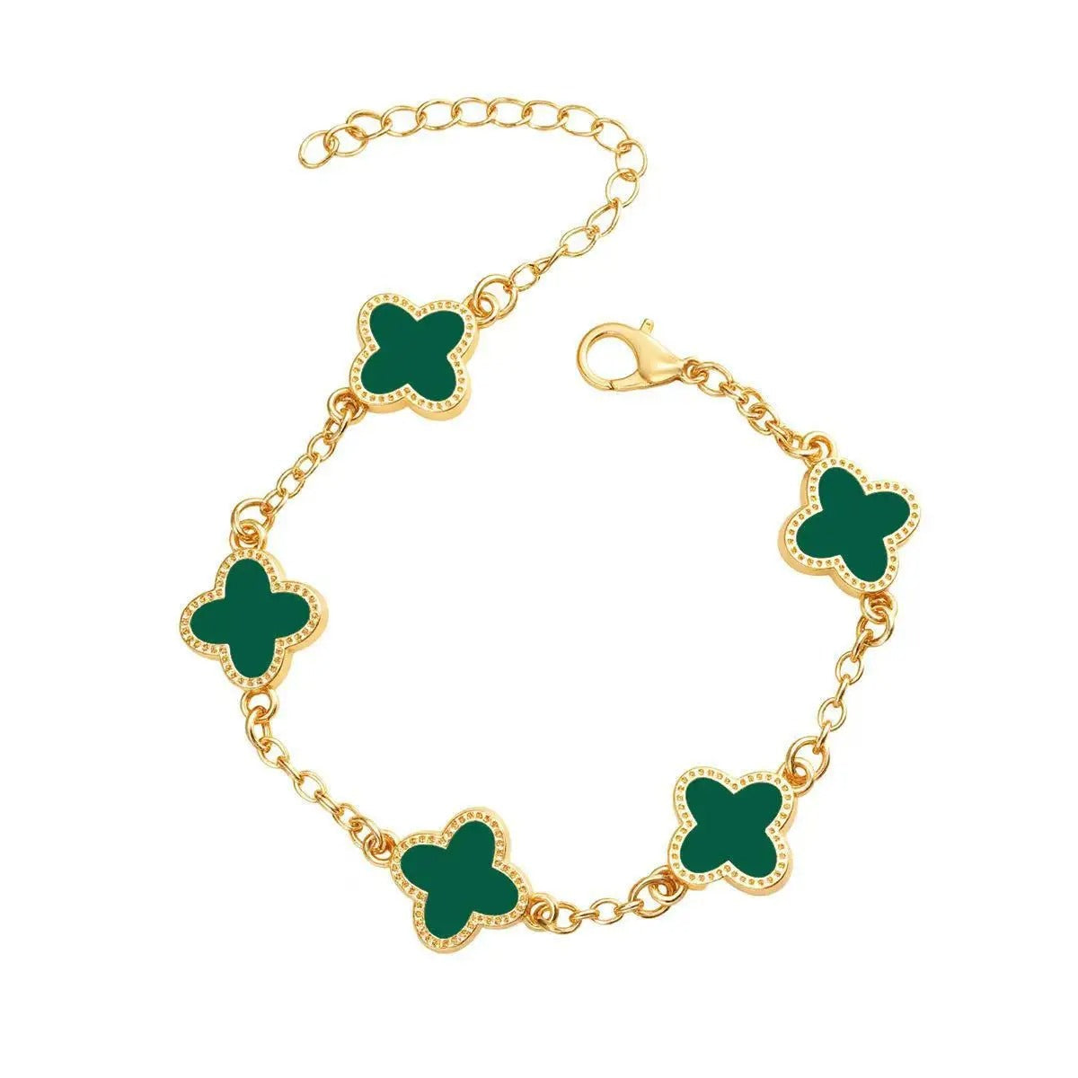 GOLD-COLOURED BRACELET WITH FOUR-LEAF CLOVER DETAIL