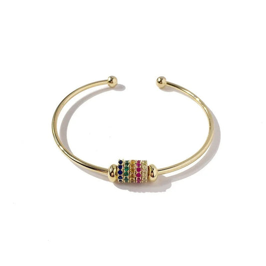 GOLD-COLOURED BRACELET WITH COLOURED STONES