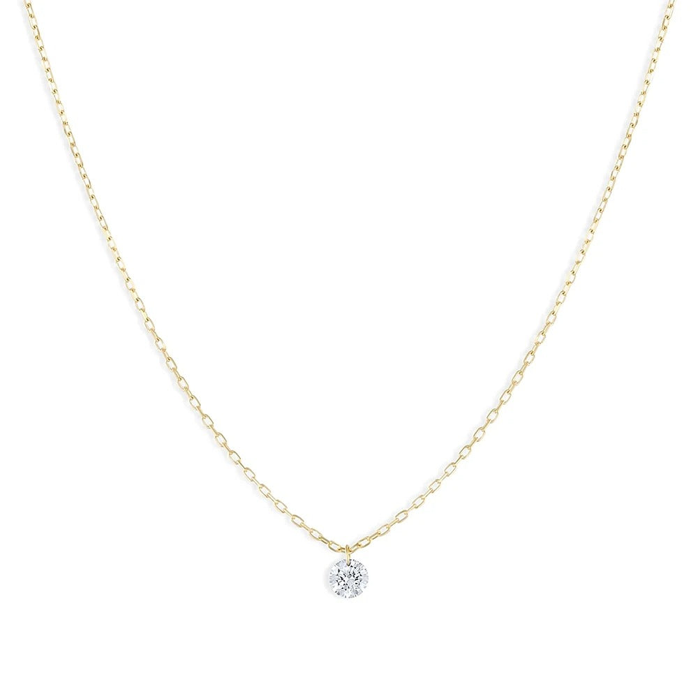 GOLD-COLOURED NECKLACE WITH ROUND ZIRCONIA