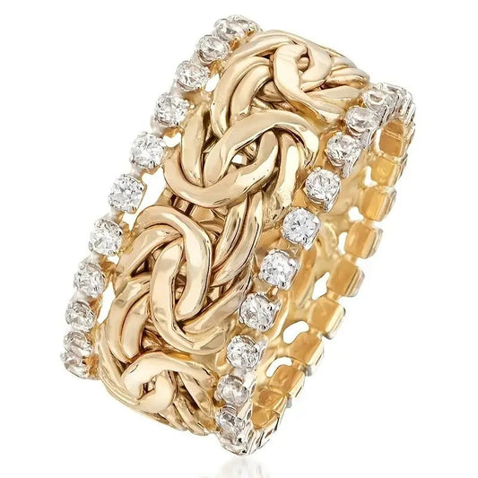 GOLDEN BRAIDED SPARKLE RING