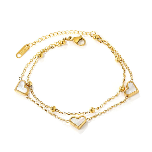 GOLD-COLOURED BRACELET WITH HEART DETAIL