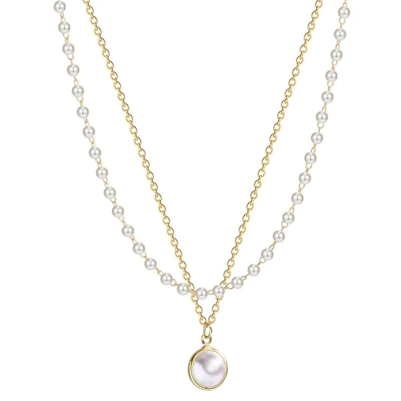GOLDEN DOUBLE PEARL NECKLACE