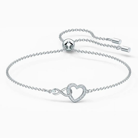 SILVER-COLOURED BRACELET WITH INFINITY AND HEART SYMBOL