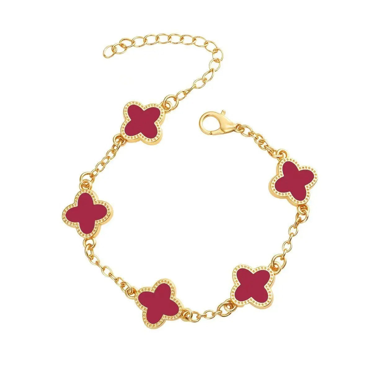 GOLD-COLOURED BRACELET WITH FOUR-LEAF CLOVER DETAIL