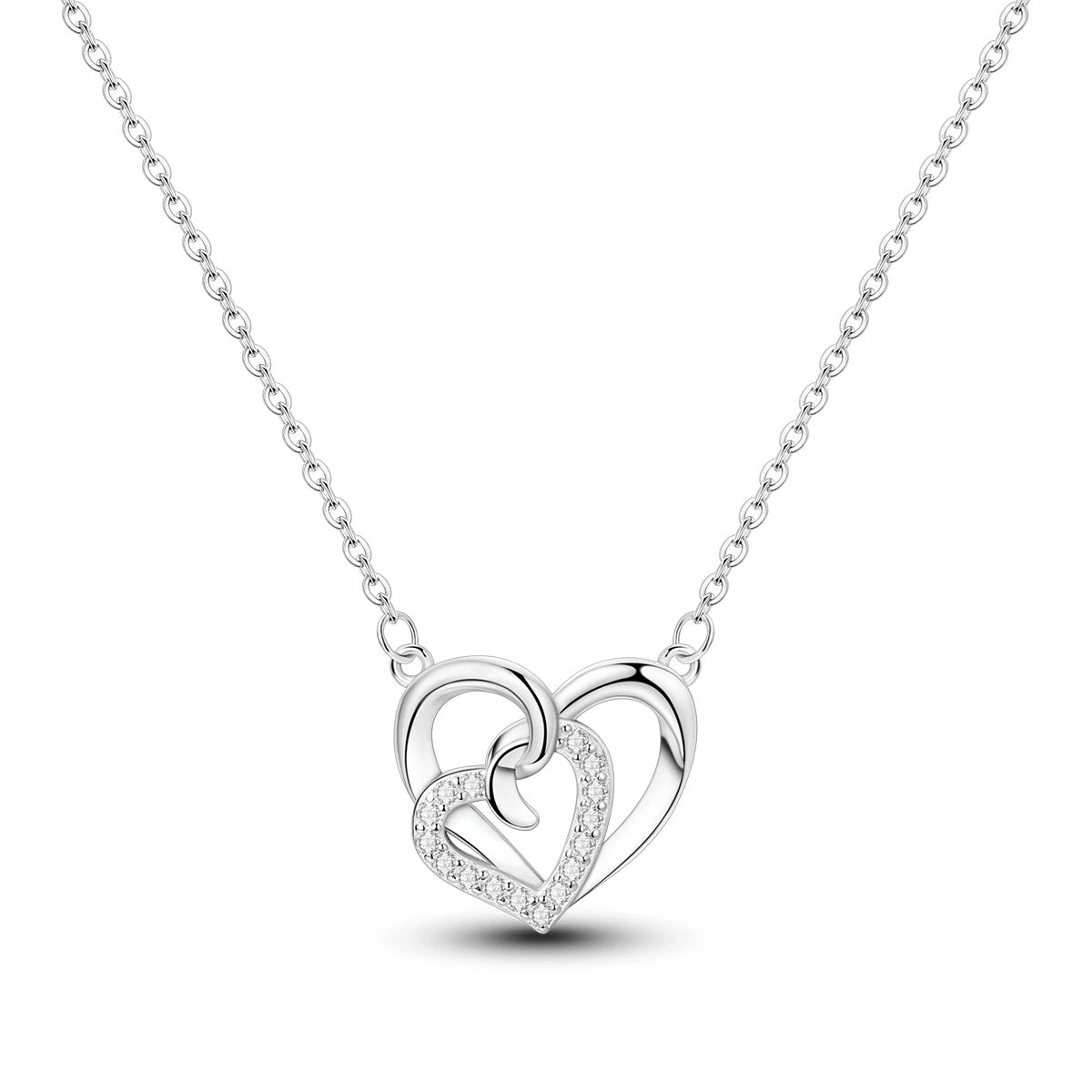 SILVER-COLOURED NECKLACE WITH HEART SYMBOLS