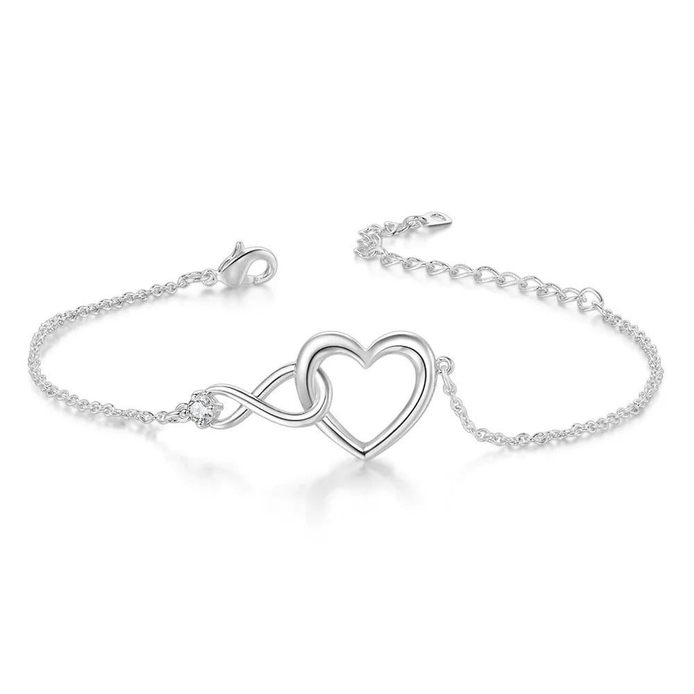 BRACELET WITH INFINITY AND HEART SYMBOL